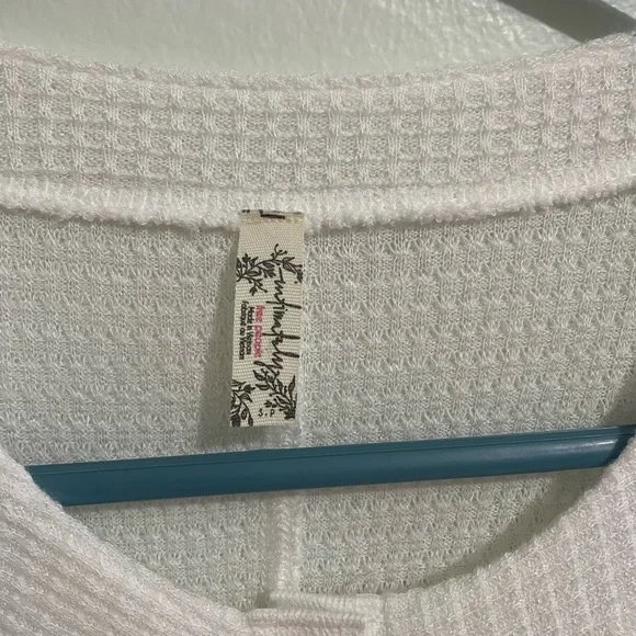 Free People White Waffle Knit Top - Picture 2 of 6